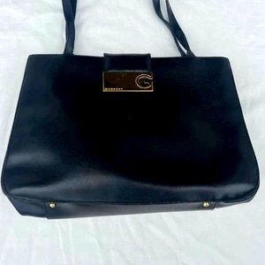 GIVENCHY Tote Bag Shoulder Bag Logo Plate Leather Black women's